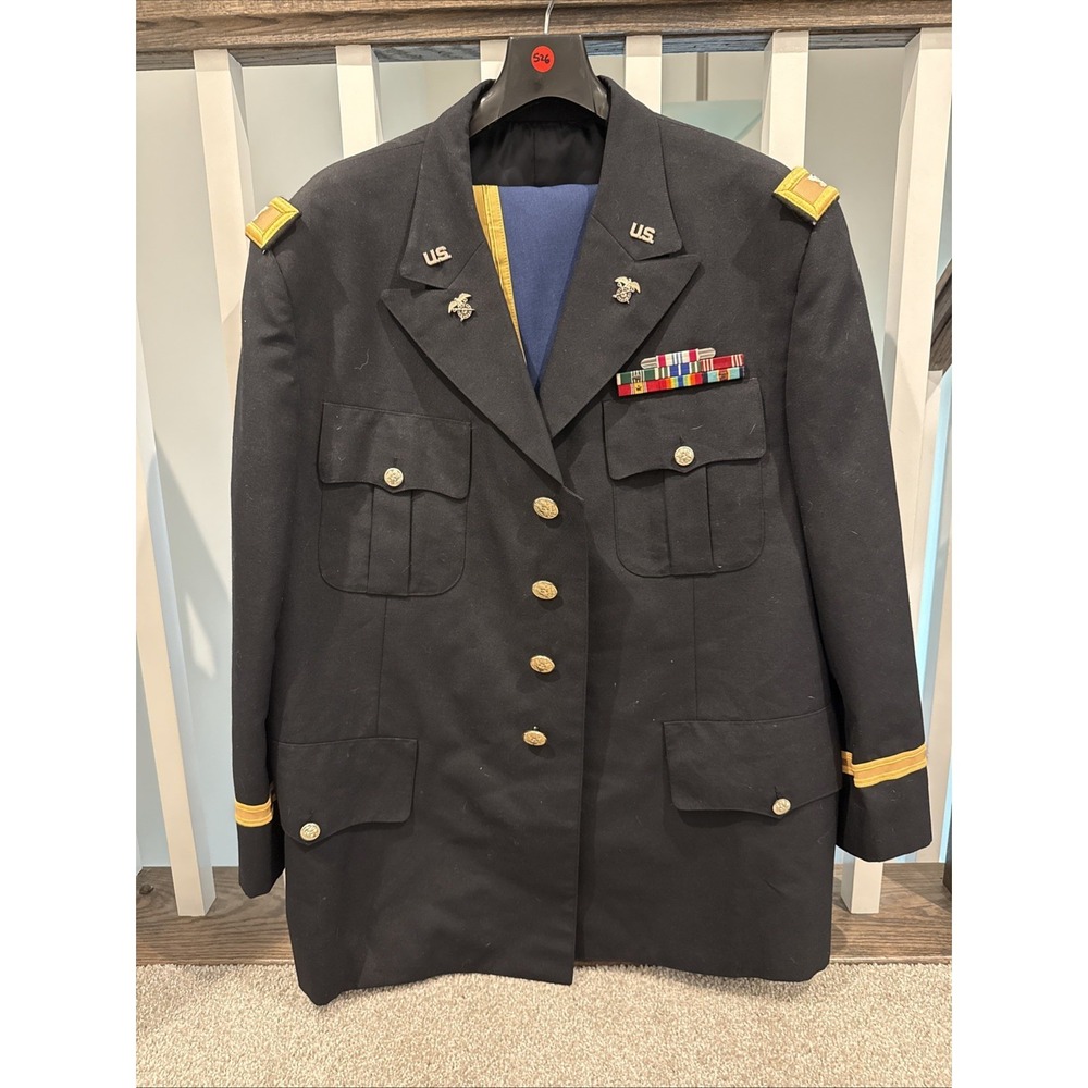 U.S. Army Dress Blues Quartermaster Officer Uniform (Coat 2-Trouser) With Ribbon